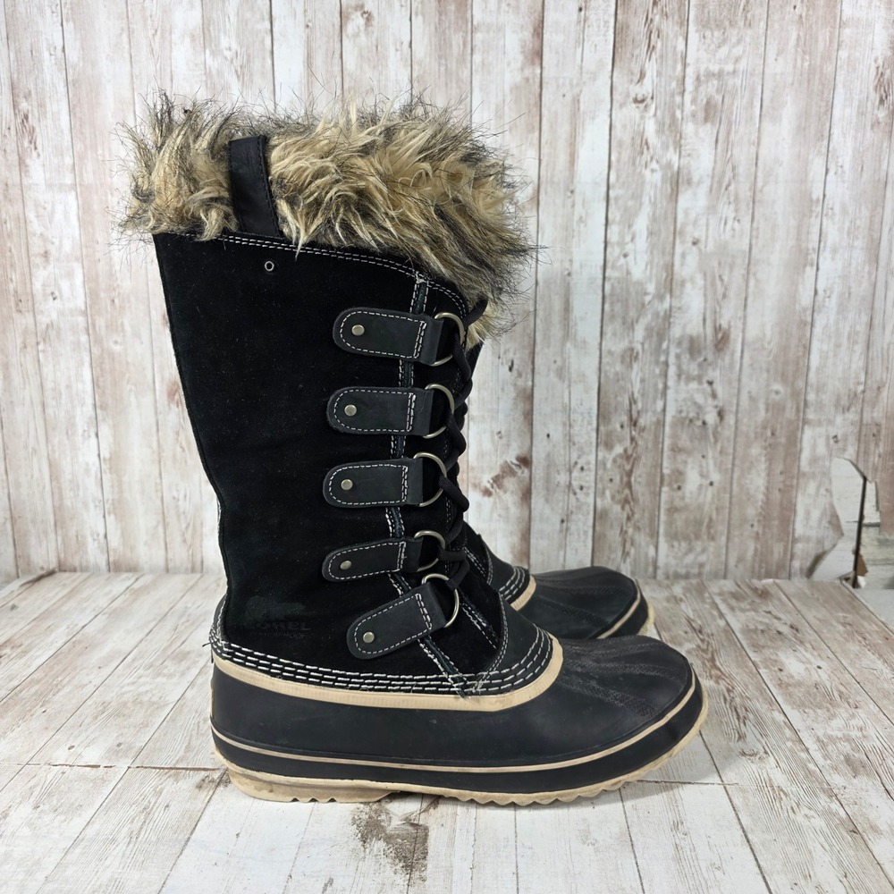 Sorel Joan of Arctic Black Waterproof Winter Boots Faux Fur NL1540-010 Size 10
